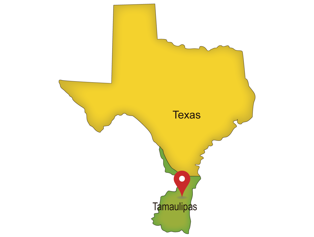 Mapa del Cruce Fronterizo Falcon Dam